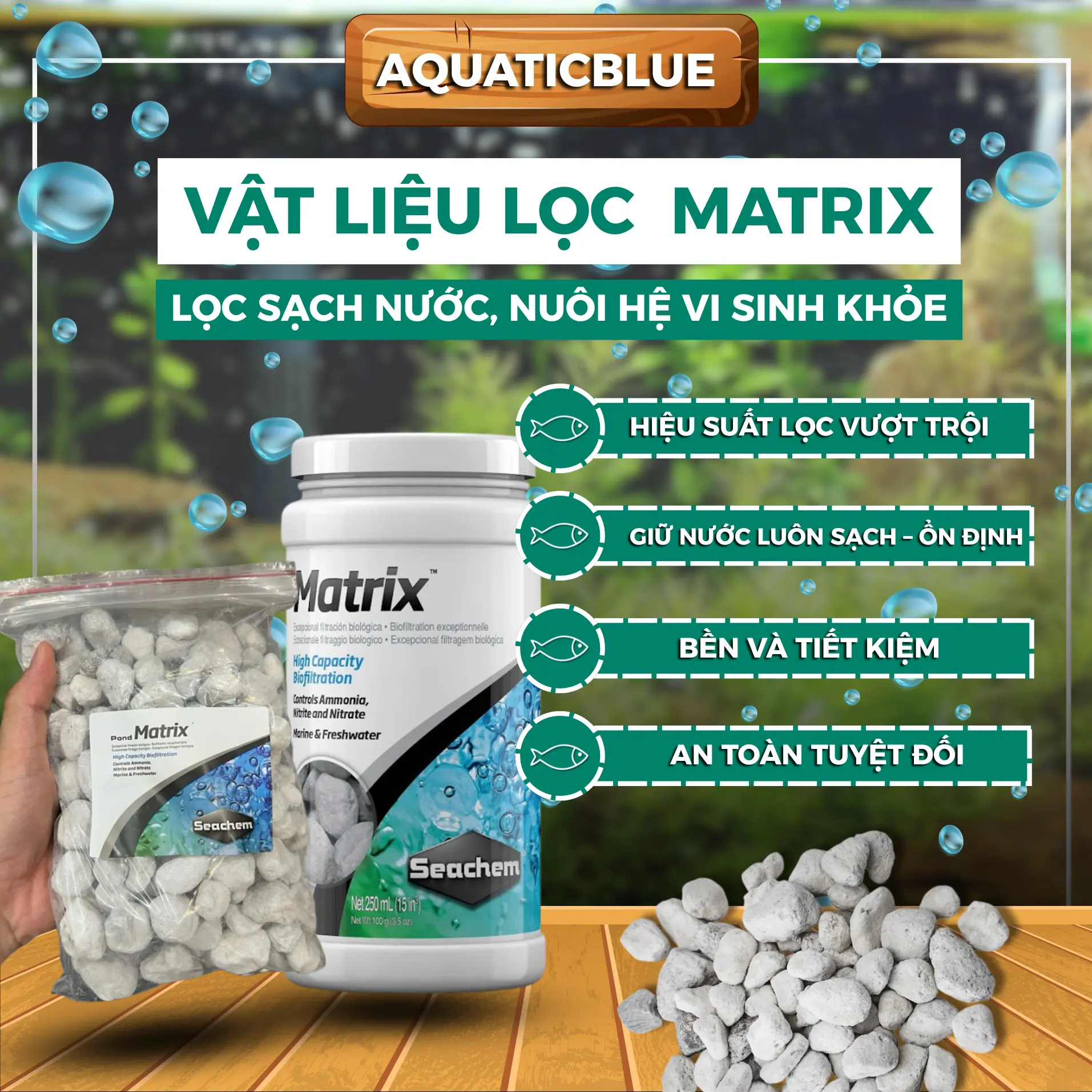 VẬT LIỆU LỌC CAO CẤP MATRIX 1 LÍT xuất sứ từ mỹ - THUNG 20L – LỌC SẠCH NƯỚC, NUÔI HỆ VI SINH KHỎE