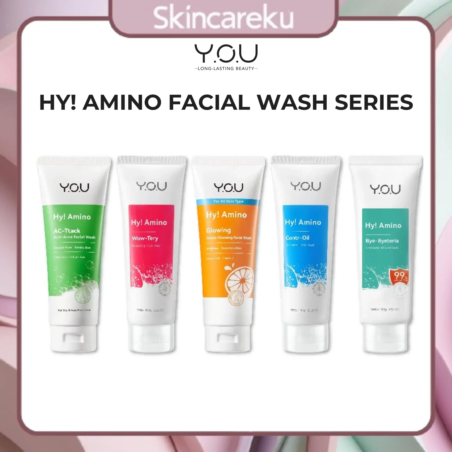 YOU HY! Amino Facial Wash Series Sabun cuci muka untuk semua jenis kulit mencerahkan melembabkan dan cegah jerawat Membersihkan  Wajah  Berminyak face  wash