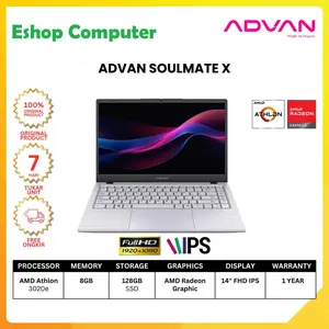 ADVAN SOULMATE X AMD 3020e RAM 8GB SSD 128GB INTEGRATED 14" FHD IPS W11