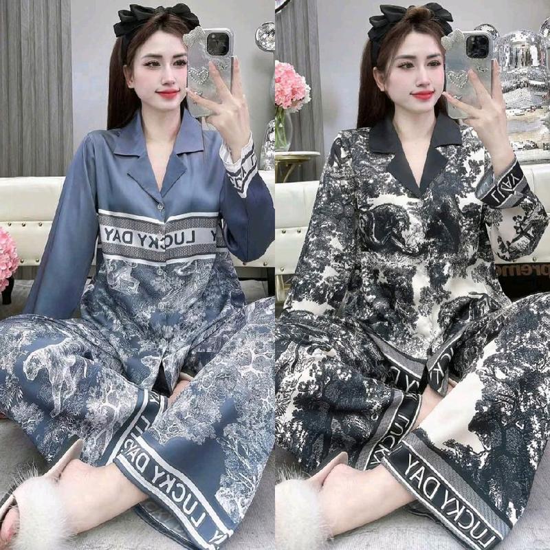 (80_140kg) Bigsize tay dài quần dài pijama mặc nhà mặc ngủ hoa tiết xinh sang  ra đường vẫn sang đi kèm chất vãi latinh