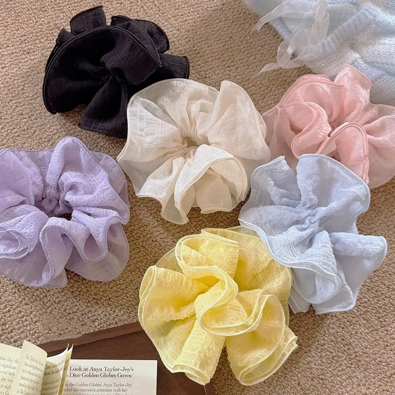 Bờm Tóc Scrunchie Phồng, Nhiều Lớp, Kiểu Cô Gái Dễ Thương Và Ngọt Ngào Dây Buộc Tóc Thịt Viên, Dây Buộc Tóc Ruột Béo Hàn Quốc, Hoa Đội Đầu 2
