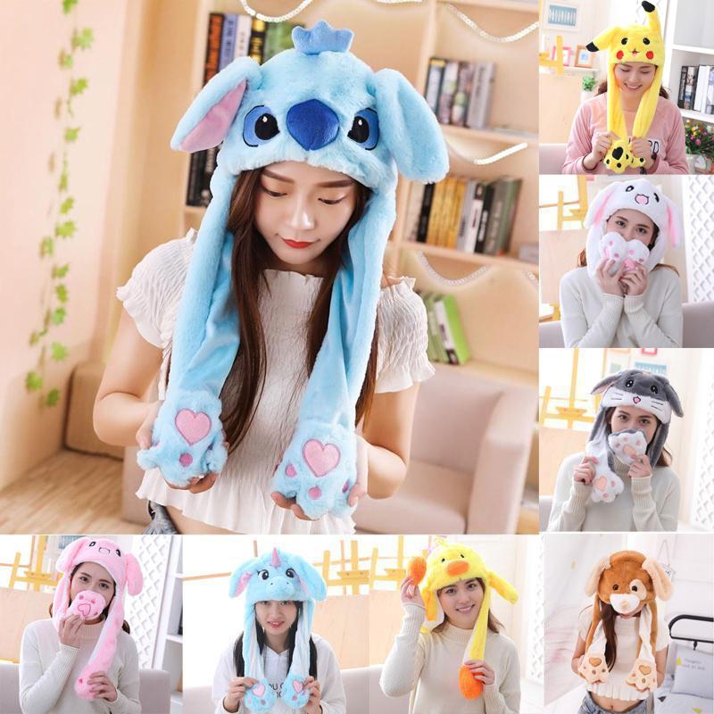 Product Introduction of Fashion Moving Hat With LED Light Pikachu Penguin Rabbit Ears Plush Sweet Cute Airbag Cap Animals Cap Unicorn Winter Christmas party birthday 11