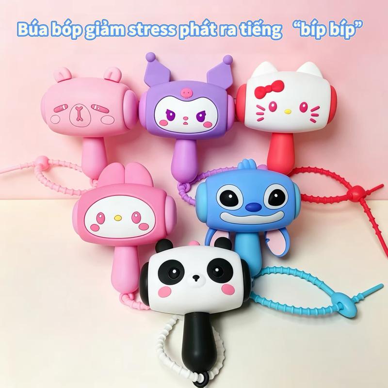 Búa Đồ Chơi Hoạt Hình Dễ Thương, Móc Khóa Treo Balo Phát Ra Tiếng Kêu, Đồ Chơi Giảm Stress Sáng Tạo Búa Hoạt Hình Dễ Thương。Lắc Lên Phát Ra Tiếng Bíp Bíp