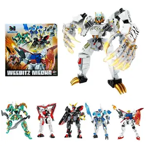 Termurah - Mainan Anak-anak 4-Dalam-1 Model Robot Blok Bangunan Baja Mecha