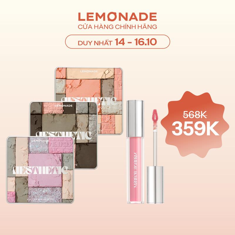 Combo 01 Bảng phấn mắt đa năng Lemonade Aesthetic Multi-task Palette 10.8g và 01 Son tint bóng không dính siêu lỳ Lemonade Mirror Mirror Water Tint 4g