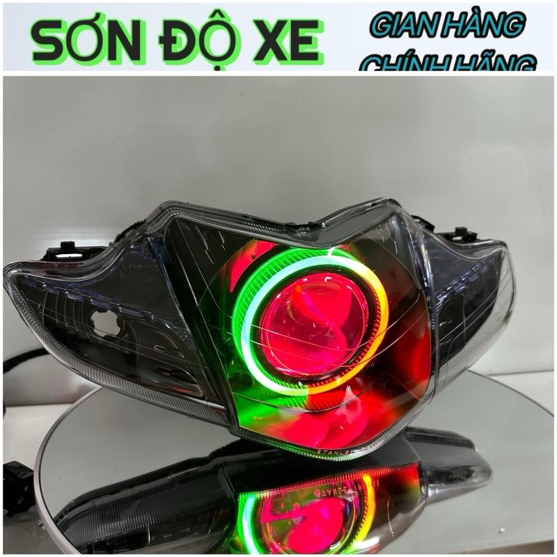 Đèn Pha Wave blade 110, Rsx110,Ws110 Độ Sẵn Bi Cầu E11+ Mẫu mới Viền Đen Công Xuất 65w Mắt quỷ Chỉnh màu App + Vòng 3D Trắng ( Bảo Hành 24 tháng Tặng Kèm Dây nguồn Bi Cầu ) Phụ Tùng