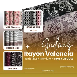 KAIN RAYON VISCOSE VALENCIA PREMIUM - MOTIF BEBAS PILIH - MIN. 5 METER