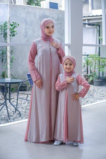 Gamis couple mom&kids / aisha couple set khimar gamis couple terbaru elegan dan kekinian