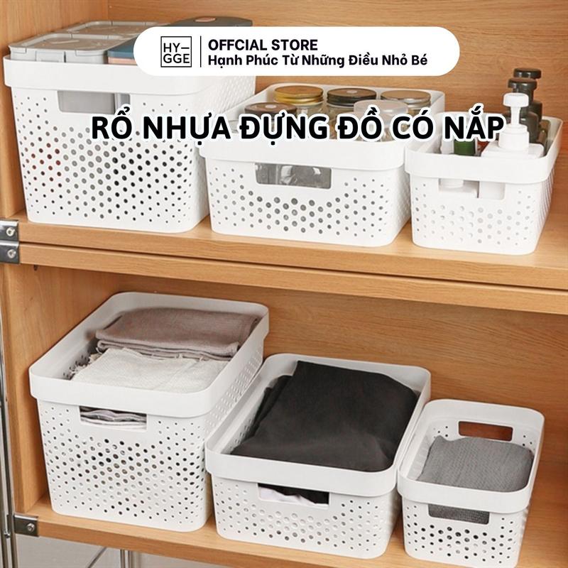  Giỏ Lưu Trữ Quần Áo Đồ Chơi Đa Năng Xếp Chồng Có Lỗ Thoáng Khí Màu Trắng 3 Kích Thước Nhựa PP Bền Bỉ 