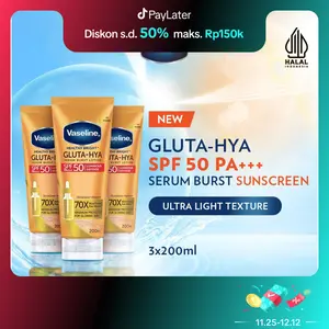 [Harga Spesial] Vaseline Healthy Bright Gluta Hya Serum Burst Sunscreen SPF 50 PA+ 200m Triplepack