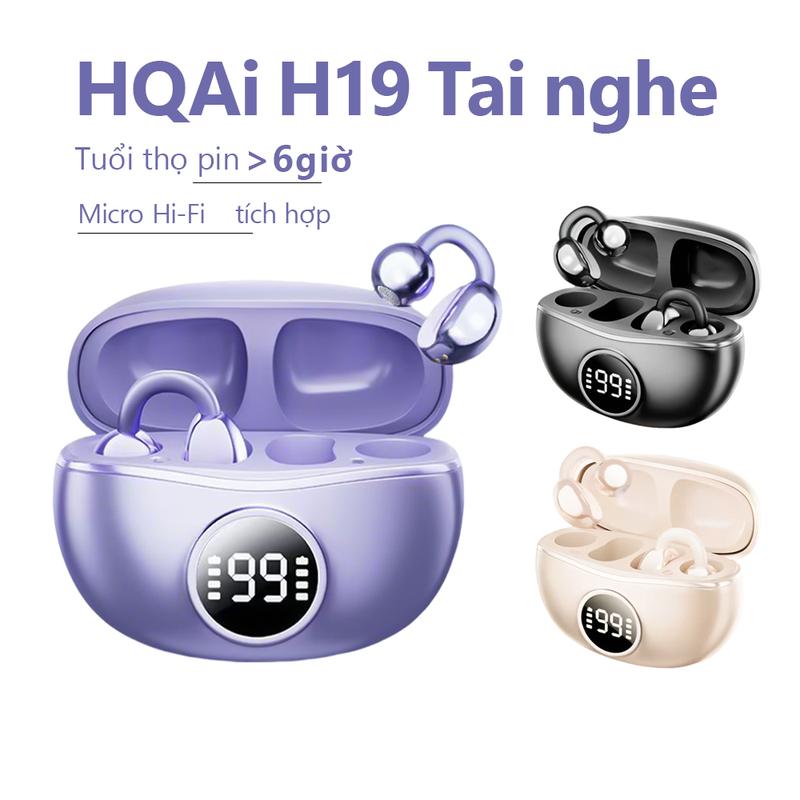 HQAi H19 | Tai Nghe Bluetooth Không Dây - Pin Trâu 8H+ | Đeo Cả Ngày Không Đau | Thiết Kế Thời Thượng | Mic Thoại & Chống Nước | Tương Thích Android/iPhone 3quà tặng (dây buộc miễn phí+tay áo trò chơi+nhãn dán)