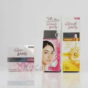 Paket Cream Wajah Glow & Lovely GlassBright 30gr + Cream 23gr + Sunscreen 20gr