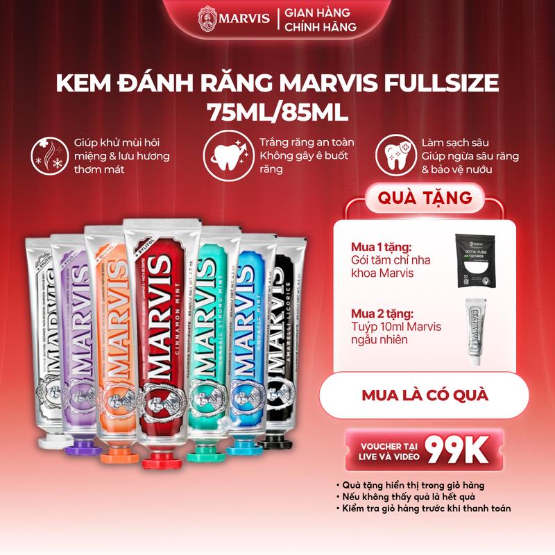 KOL Kem đánh răng Marvis Toothpaste các loại 75 85ML - Hỗ Trợ Làm Trắng Răng Thơm Miệng Dài Lâu