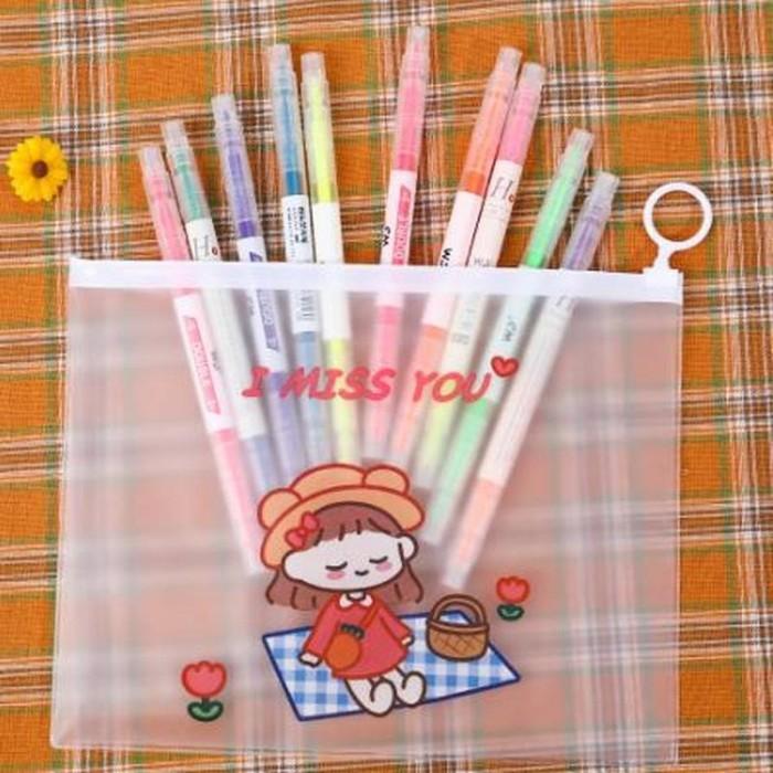 Zipper Bag Transparan Karakter Lucu Tempat Pensil Korea Terlaris! 4