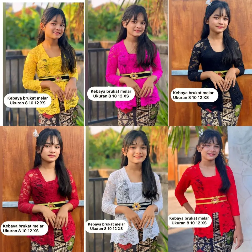 Kebaya Anak Tanggung One Set Kebaya Anak SD TK SMP Sofia Stretch Set Kebaya Kutubaru Polos Brokat Anak Perempuan Baju Adat Tradisional Bali Modern Jawa Kartini 17 Agustus Carnaval Pawai Wisuda Kelulusan Pentas Seni Sekolah Setelan Brukat Anak 4-16 Ta