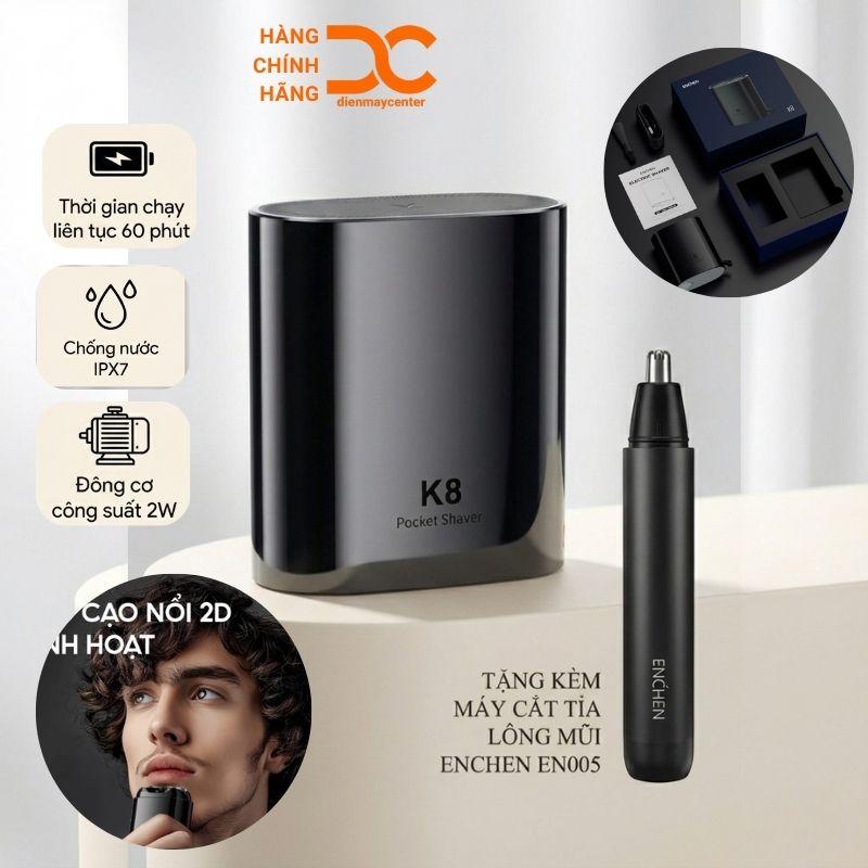 Máy cạo râu mini chống nước Enchen K8 tặng kèm máy cắt tỉa lông mũi Enchen N005