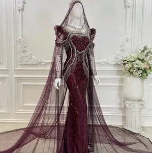 Kebaya Pengantin Gaun Premium Mocca Payet Kebaya Akad Pesta Wanita Panjang Mewah Luxury Dress Slim