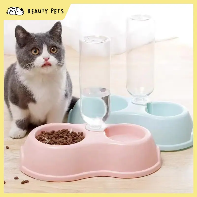 BP-010201 Tempat Makan Kucing Otomatis, Tempat Minum Kucing Otomatis, Mangkok Kucing & Anjing, Wadah Makanan Kucing Praktis dan Higieni