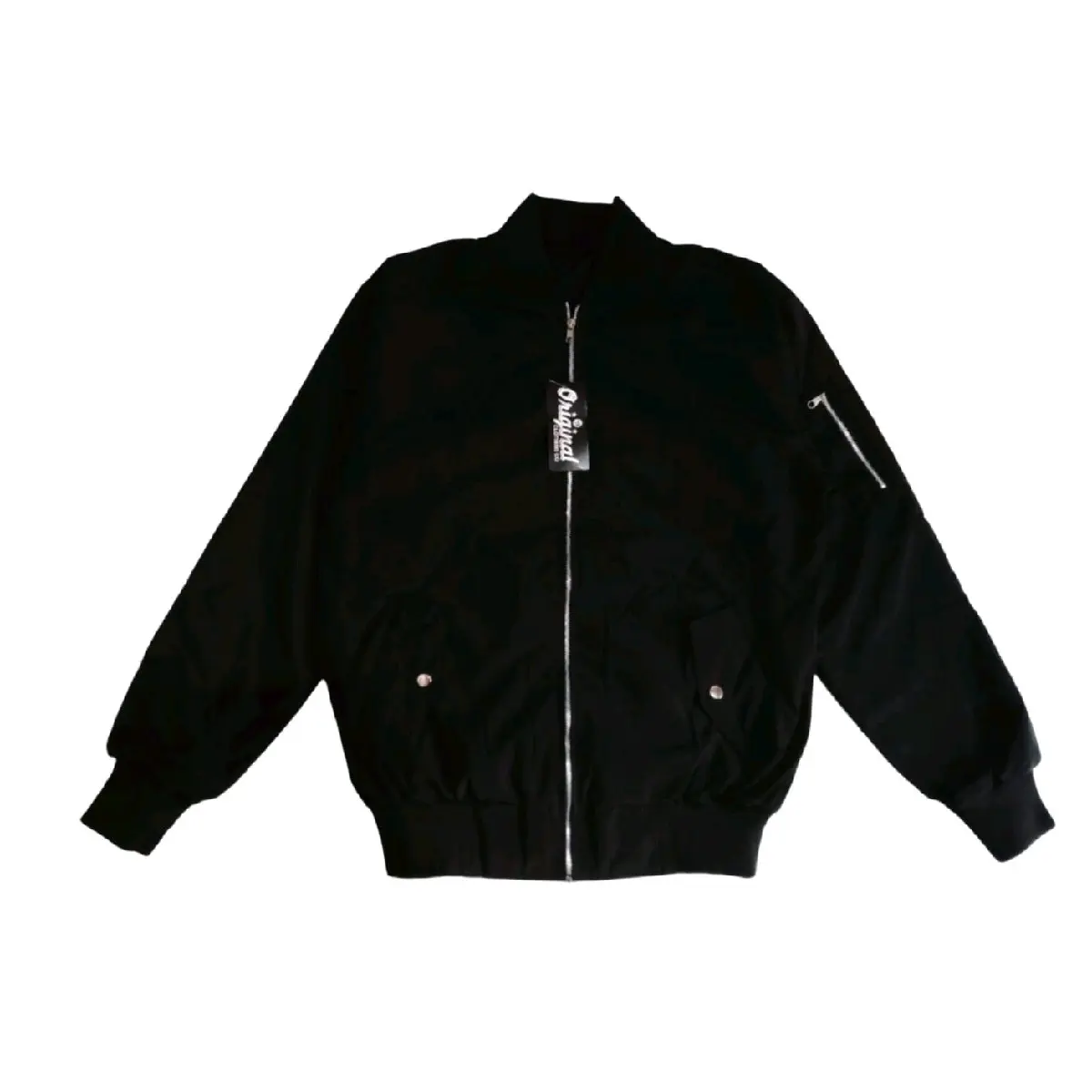 jaket bomber Hitam Pria polos Waterproof
