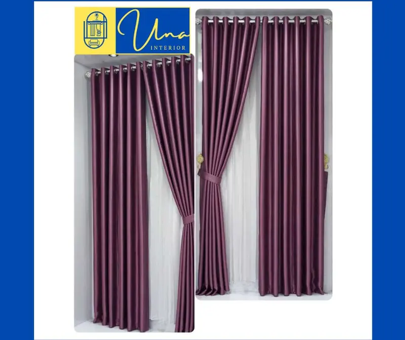BRITNEY UNGU/PURPLE - Gorden Blackout Polos Import Model Smokering Ring Aesthetic Modern Untuk Jendela, Pintu atau Skat Ruangan Curtain/ Gorden/ Tirai Silver Tali Estetik Kain 1