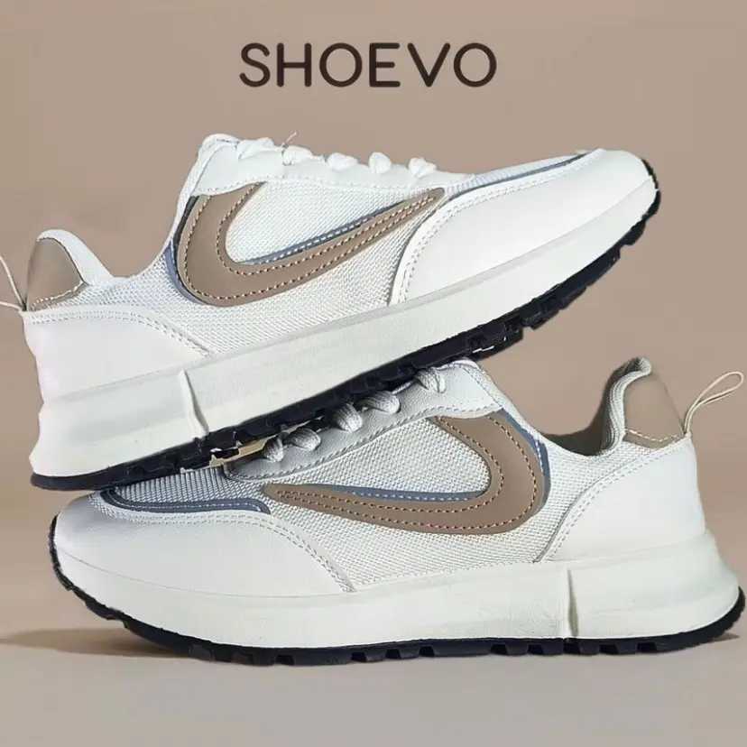 { Ketik Baru 5x } SHOEVO Sepatu wanita Mesh Bernapas sneakers stylish dengan kain hitam/khaki ST091 casual sport cewek olahraga putih