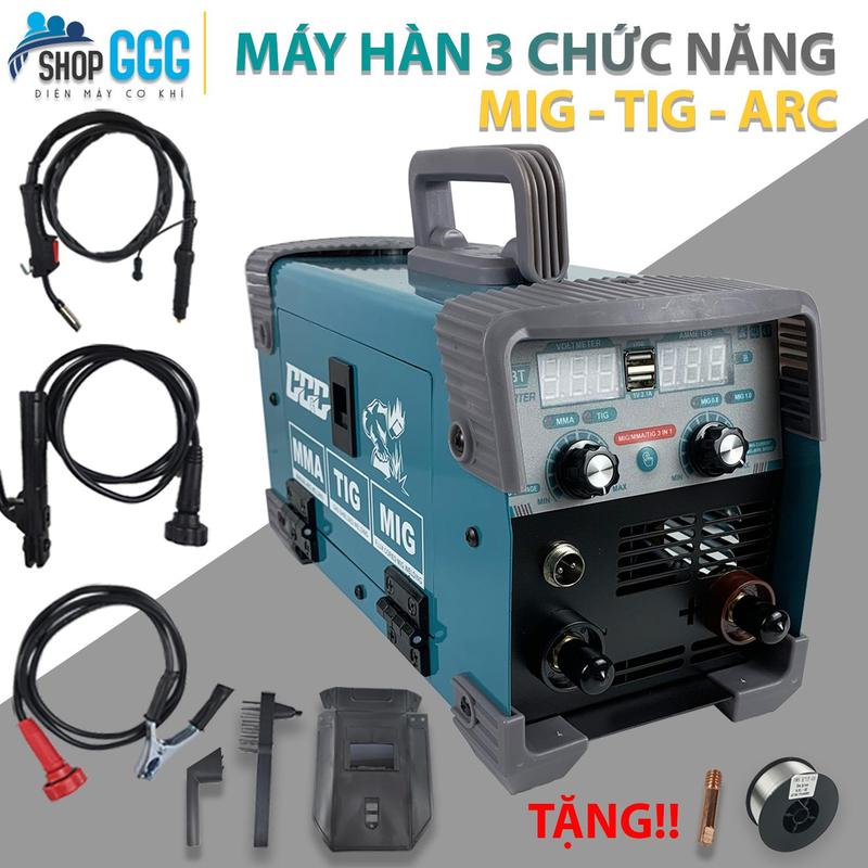 { BH 2 NĂM} Máy hàn mig 3 chức năng hàn MIG/ TIG/ MMA  MIG650| Hàn sắt thép inox, sử dụng que hàn, khí hàn, dây hàn tẩm thuốc| Kích thước nhỏ gọn đẩy đủ phụ kiện, cuộn dây hàn