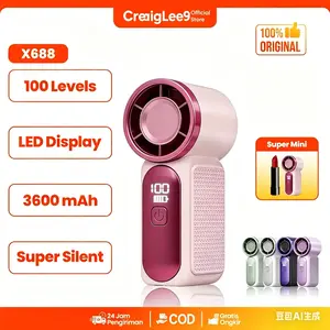 Kipas Angin Portable Mini High Speed Handheld Fan 3600mAh 100 Level Speed dengan LED Display Pintar Type-C Fast Charging 1 Jam Motor 20.000 RPM Airflow Kuat 10m/s Bilah Turbin 5 Lapis Desain Compact 124mm Ringan 112g X688