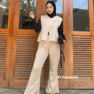 [ SPECIAL LIVE AARANY ] - Setelan Vest Kancing Bahan Scuba Premium Nyaman Setelan Wanita Kekinian Basic