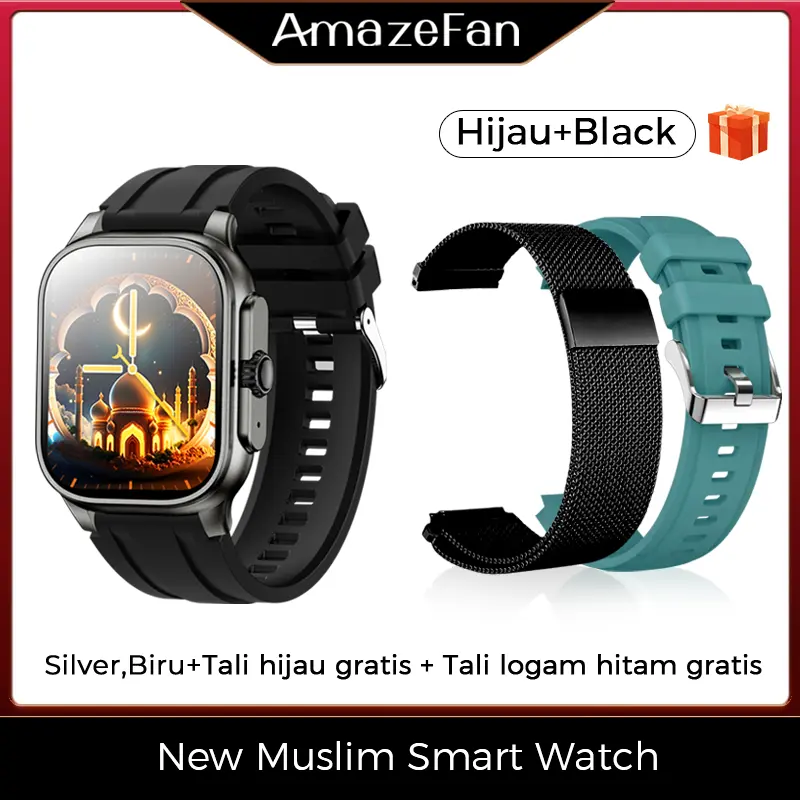 +Strap Magnetik Hitam & Strap Silicon Hijau