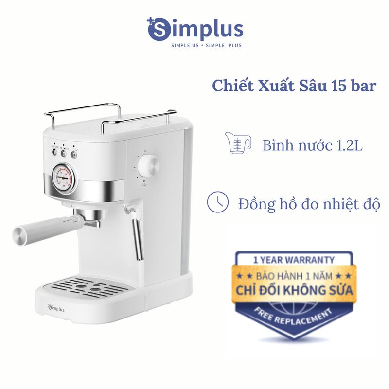 SimplusVN Máy Pha Cà Phê Chiết Xuất Nhỏ Giọt Tự Động KFJH014 Áp Xuất Sâu 15bar Bình Nước 1.2l Đồng Hồ Đo Nhiệt Độ Bảo Hành 1 Năm Chỉ Đổi Không Sửa