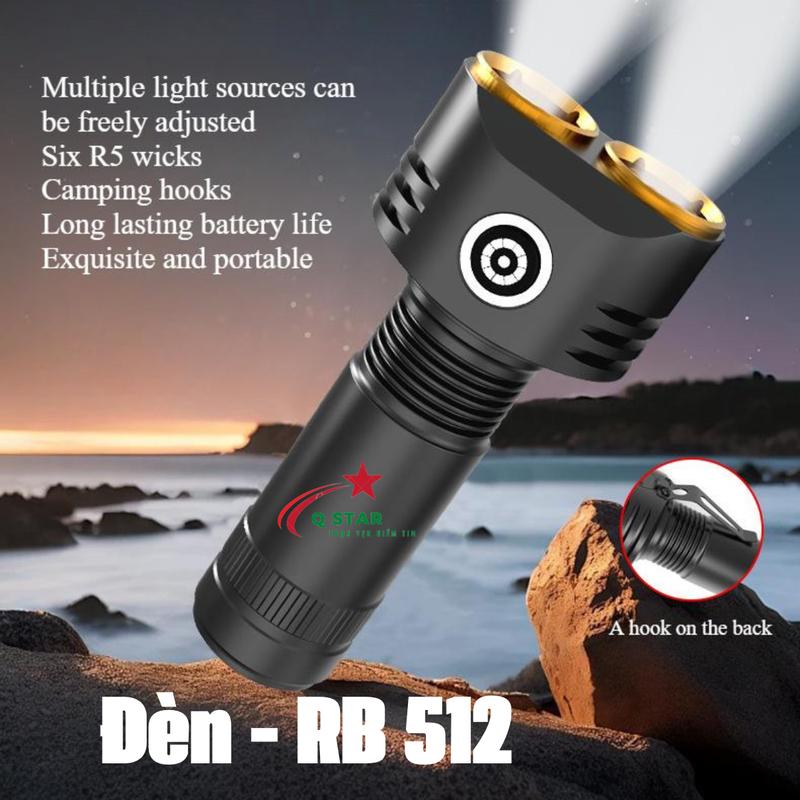 Đèn Pin Cầm Tay Mini Siêu Sáng Raybow 512 Trang Bị 6 Led Sáng 2400lumen Có Khuy Cài Và Nam Châm Đuôi