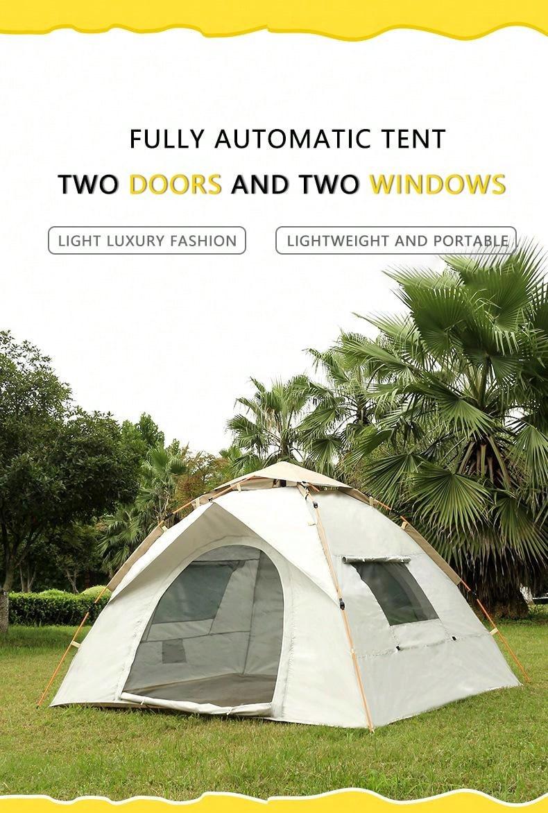 Product Introduction of One Piece Double Door Double Window Version Tent Outdoor Camping Portable Folding Big Tent Camping Equipment Tent Large Rain and Moisture Resistant Tent Equipped with Moisture Pad 4