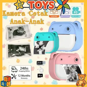 【Mainanlmut】Kamera Ganda 48MP Kamera Cetak Instan Anak Kamera Digital Cetak Termal Mini Kamera Foto Cetak Mulus Termasuk Permainan(Gratis 2 Gulungan Kertas Cetak)