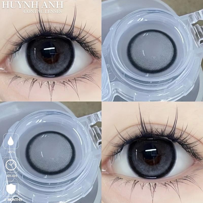 Lens Mắt Kính Áp Tròng xám đen tự nhiên nomi gray Dia 14.2mm Gdia 14.0mm [Giá 1 Đôi + Kèm Khay Dụng Cụ]
