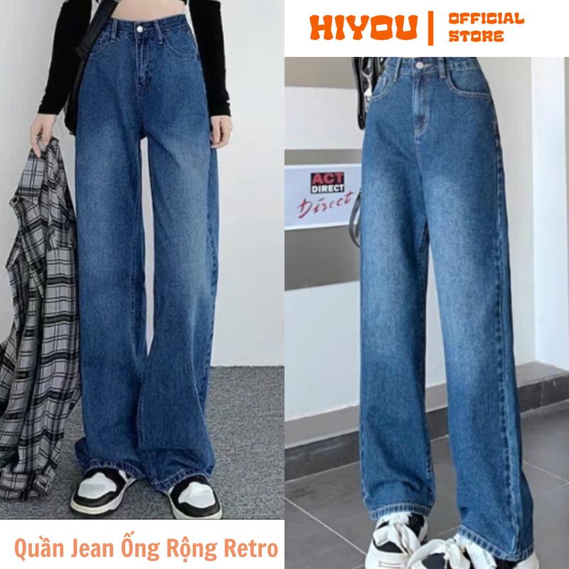Quần jean ống rộng nữ màu retro; quần jean ống suông dày dặn chuẩn form tôn dáng màu hottrend quân jeannu quần bò size xs Ong Pants