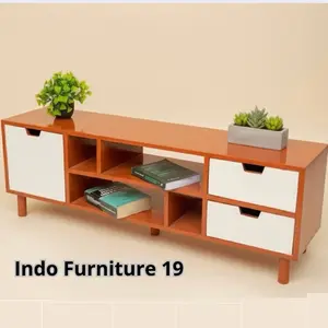 Meja Tv Kayu mahoni | Meja Rak TV full kayu [READY STOCK]