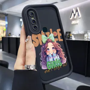 Casing Hp Untuk VIVO V15 Case Kartun Gadis Lucu Casing ponsel silikon lembut kasing  Anti guncangan Cesing pelindung lensa Penutup Softcase Kesing