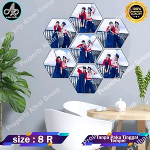 CETAK FOTO BENTUK HEXAGONAL ISI 7 PCS FREE DESAIN Dipasang di Dinding