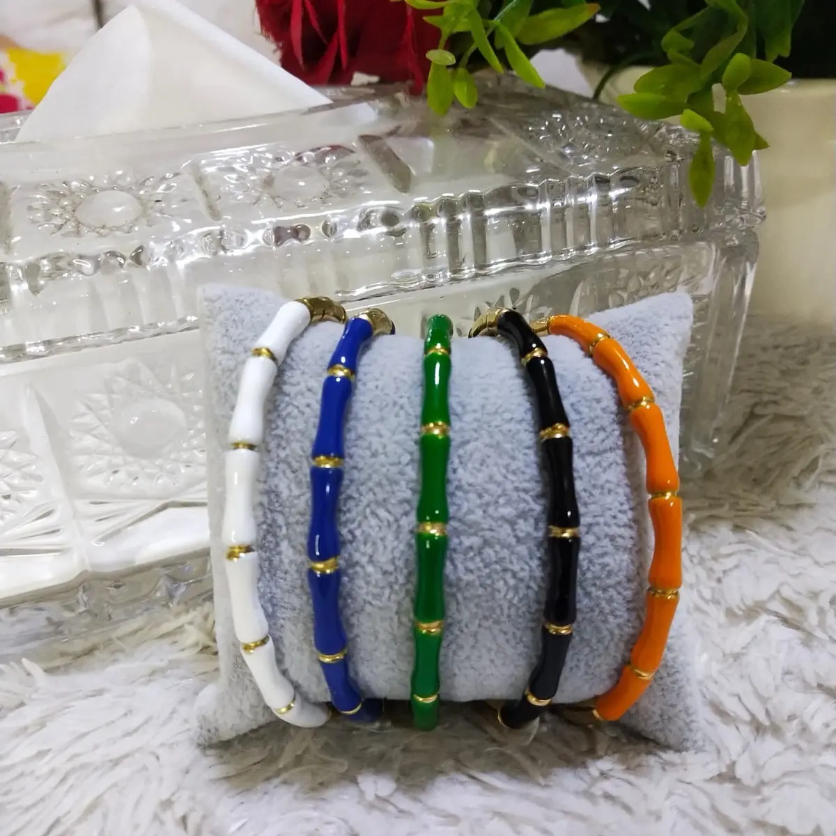 Gelang Bangle Titanium Motif Bambu Keramik - Perhiasan Pengganti Emas - Perhiasan Wanita - Aksesoris Wanita