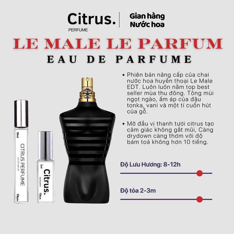 5 10ml Nước hoa nam Le Male le parfum Đen Cosmetic Perfume Xịt Thơm