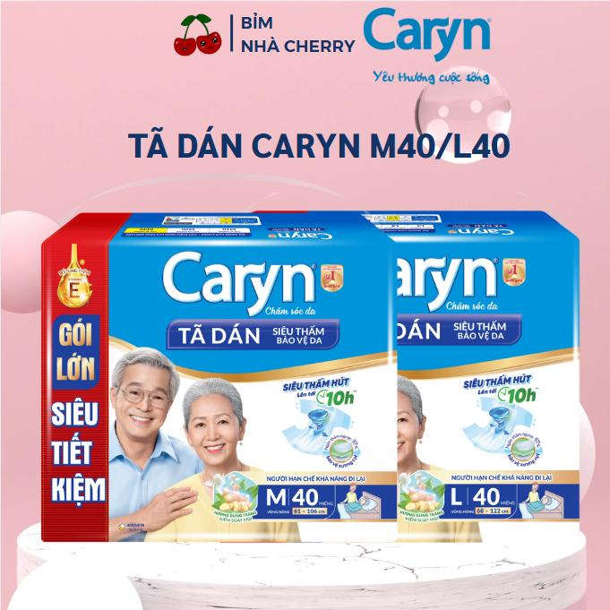 (COMBO 2 GÓI)Tã Bỉm Dán Người Lớn Caryn Size M40, L40 Miếng Gói Siêu Tiết Kiệm siêu thấm