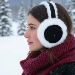 Foldable Earmuff Bulu Halus Aksesoris Musim Dingin Style Korea Bulu Lembut Wanita Pria Ear muff Lipat Tebal Bulu Premium