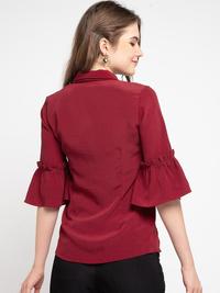 Gambar FAME | 9211671 | Blouse Wanita Lengan 7/8 Detail Dasi Maroon - S dari FAME Official Kota Surabaya 2 Tokopedia
