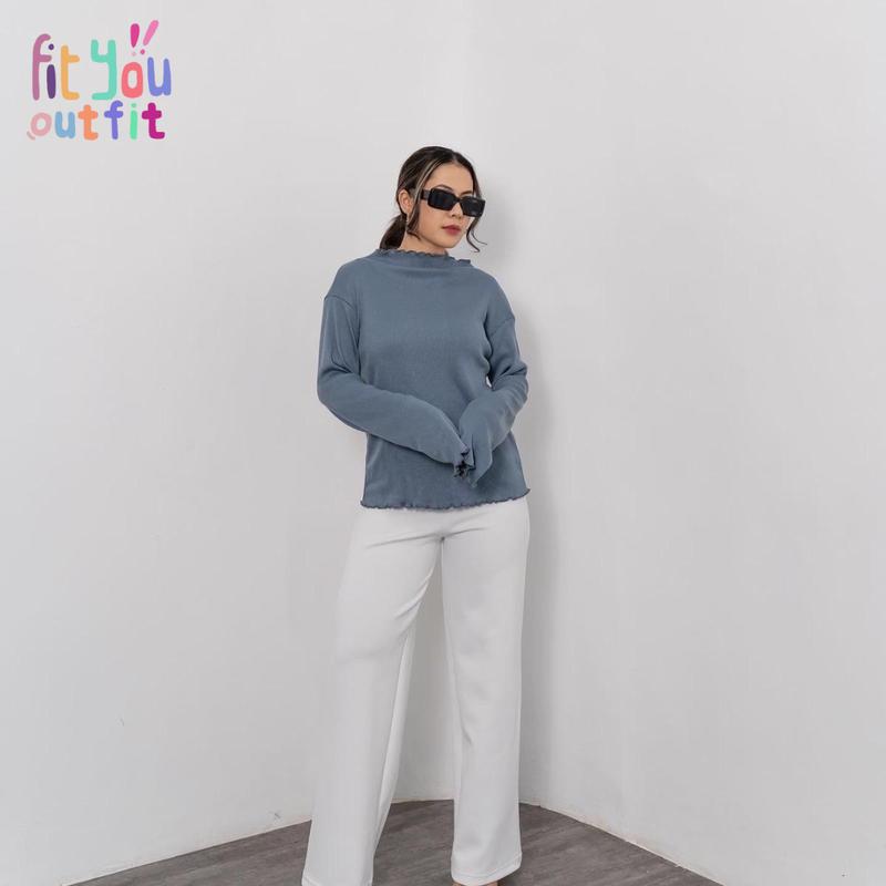Fityoutfit - Sania Top - Atasan Wanita Panjang Basic Rib Knit Casual Nyaman Knitwear 6