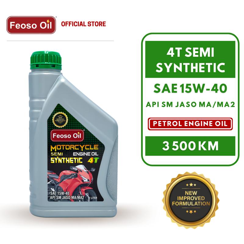 Feoso Oil 4T Semi Synthetic Motorcycle Oil SAE 15W-40 API SM JASO MA ...