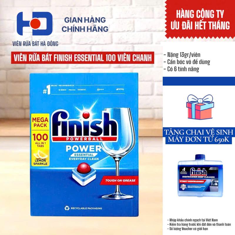 Viên rửa chén bát Finish Essential hương chanh 100 viên