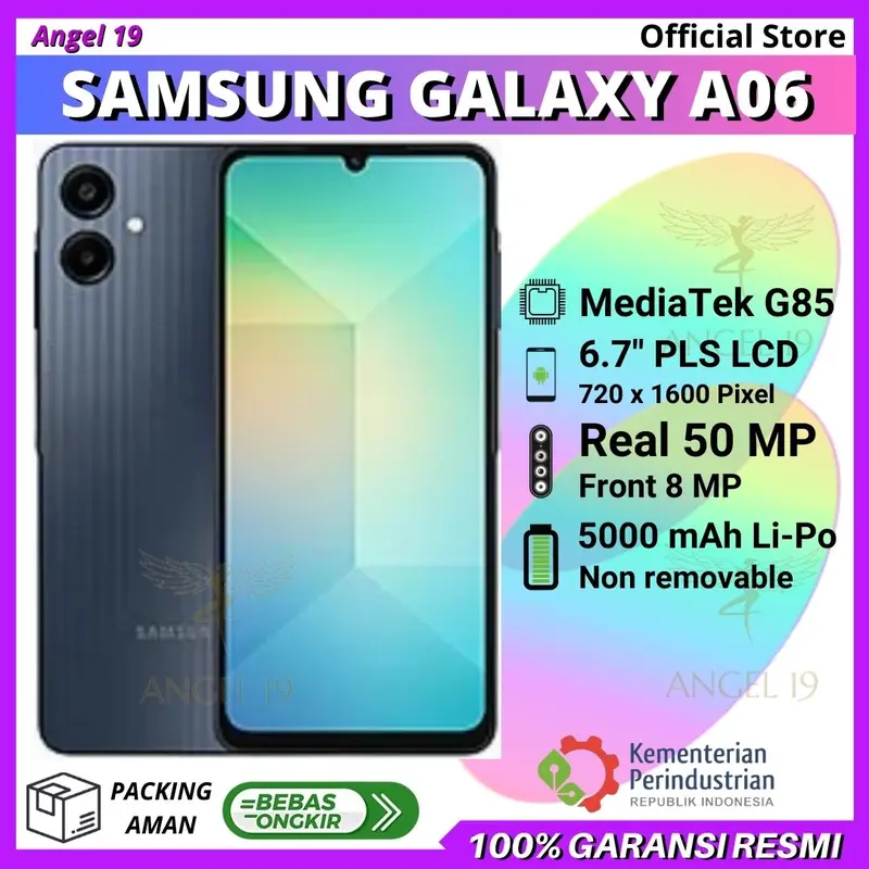 SAMSUNG GALAXY A06 6/128 - GALAXY A06 4/128 GB - SAMSUNG GALAXY A06 4/64 GB GARANSI RESMI 5000 mAh Bluetooth Kamera 0