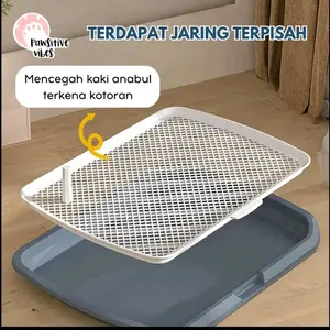 Pawsitive Vibes PET TOILET - Tatakan Pipis Anjing Kucing / Hewan Peliharaan Pad Tray Pee Poop Big Size - Pet Toilet - Training Potty Pad Pee Poop Tray besar dan kecil - Tempat Pipis Tipe Datar Untuk Anjing Kucing Anti Licin - Pet Toilet Training Pee Poop