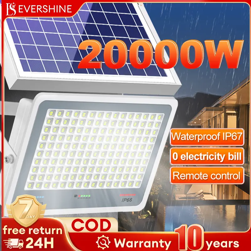 【Buy 1 Take 1】20000W Ready Stock Lampu Solar Light Outdoor Lighting IP68 IP67Waterproof Home  Lampu LED Solar Spotlight With Solar Panel Solar Spotlight Intelligent Light spotlight  solar