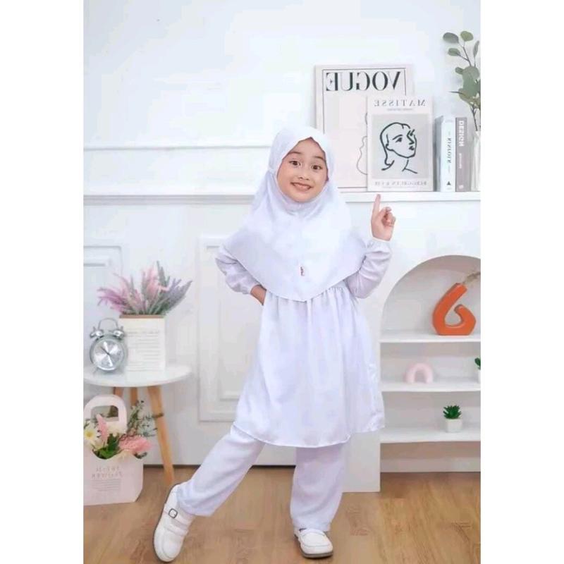Starla Kids Set  Celana, atasan dan kerudung Bqhan Crinkle Airflow / Untuk manasuk anak /One set anak/Fashion Muslim/ Terbary 2024 / Bisa COD 0